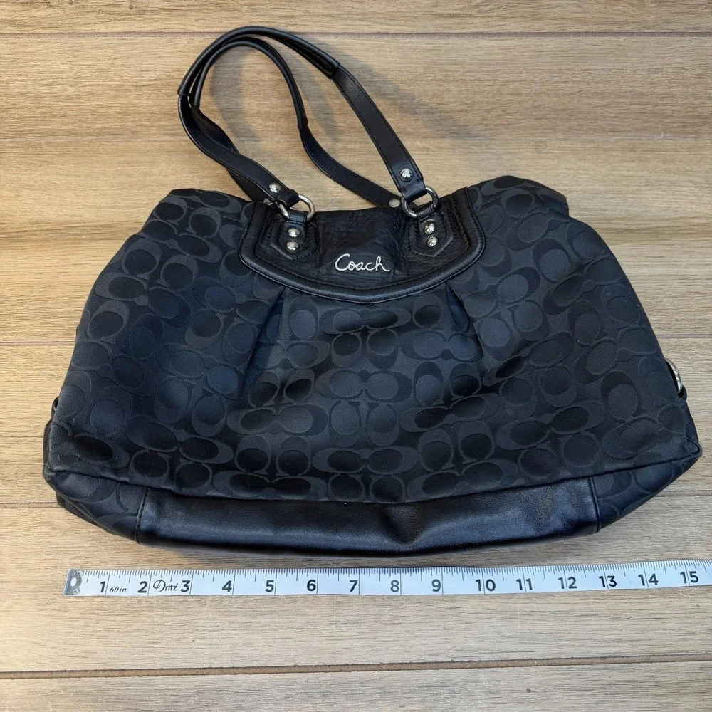 Coach Ashley Satchel Black Monogram Jacquard Leather Bag Y2K Classic F19244